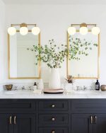 Gold Vanity Light for Bathroom, Modern Bathroom Light Fixtures Over Mirror 3-Light with Milky Glass Globe Shade, KW-7308-3 - Image 5
