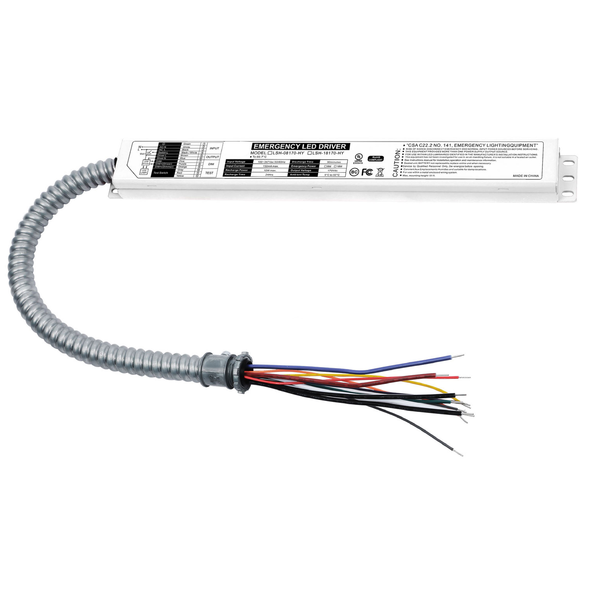 supertechleds-8w-emergency-led-driver-lsh-08170-hy-02 8W Emergency LED Driver Battery Backup AC 100~347V | LSH-08170-HY - Image 2