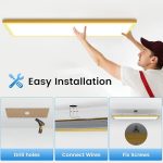 50W 1x4 FT LED Panel Light 2-Pack, Triac Dimming (10%-100%), 5500LM, 3000K/4000K/5000K, 120V, Gold Border, ETL DLC Certified, for Office & Home - Image 3
