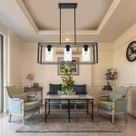 3-Light Modern Linear Contemporary Chandelier – Black Metal Frame with Clear Seeded Glass Shades – Adjustable Height Kitchen Island - Image 4