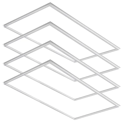2x4 LED edge-lit ceiling panel light with ultra-slim white aluminum frame for energy-efficient office, retail, healthcare, and commercial lighting