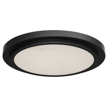 9"/12" Alabaster Flush Mount LED Ceiling Light – Black/Gold Finish | 18W/24W | 5CCT Tunable (2700K-5000K) | Triac Dimmable | ENERGY STAR & ETL Certified