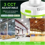 100W/80W/60W LED Fan Corn Light - 15000 Lumens, 5CCT Selectable, 100-277V, 360° Beam Angle, E39 Mogul Screw Base - Image 4