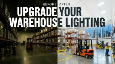 warehouse LED lighting installation in Dallas TX with high bay lights
