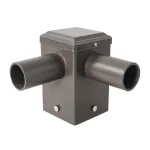 4-inch square pole tenon adapter in dark bronze for mounting outdoor LED area lights and parking lot fixtures on square light poles.