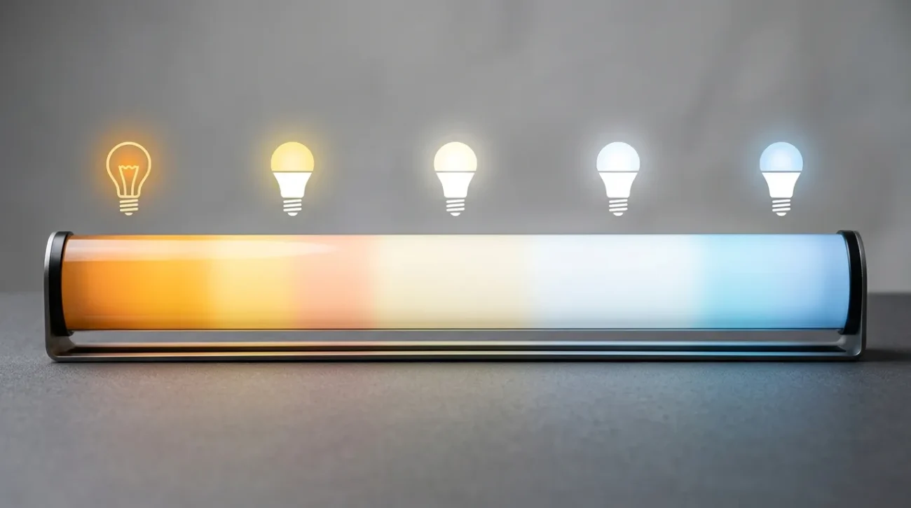 LED color temperature spectrum from warm 2700K to daylight 6500K